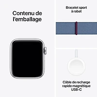 Apple Watch SE (GPS + Cellular) avec boîtier de mm en aluminium argenté et bracelet sport bleu hivernal par TELUS
