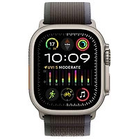 Apple Watch Ultra 2 (GPS + Cellular) avec boîtier de 49 mm en titane et bracelet Sentier bleu/noir par Bell - Petit/Moyen - Financement mensuel