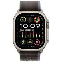 Apple Watch Ultra 2 (GPS + Cellular) avec boîtier de 49 mm en titane et bracelet Sentier bleu/noir par Bell - Petit/Moyen - Financement mensuel