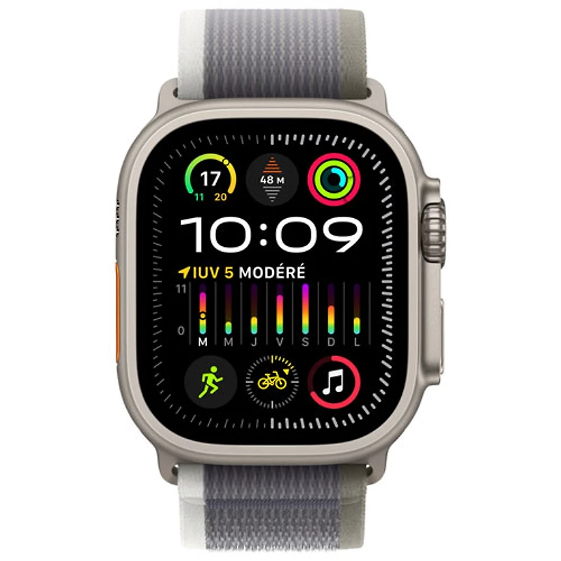 Rogers Apple Watch Ultra 2 (GPS + Cellular) 49mm Titanium Case w/Green Grey Trail Loop - M