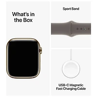 Apple Watch Series 9 (GPS + Cellular) avec boîtier de 45 mm en acier inoxydable doré et bracelet sport argile par TELUS - Moyen/Grand - Financement mensuel