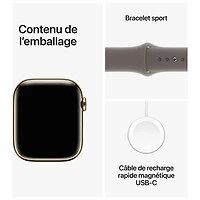 Apple Watch Series 9 (GPS + Cellular) avec boîtier de 45 mm en acier inoxydable doré et bracelet sport argile par TELUS - Moyen/Grand - Financement mensuel