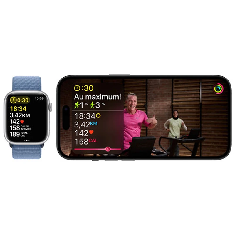 Apple Watch Series 9 (GPS + Cellular) avec boîtier de 45 mm en acier inoxydable argenté et bracelet sport bleu tempête par Rogers - Petit/Moyen - Financement mensuel