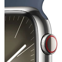Apple Watch Series 9 (GPS + Cellular) avec boîtier de 45 mm en acier inoxydable argenté et bracelet sport bleu tempête par Rogers - Petit/Moyen - Financement mensuel
