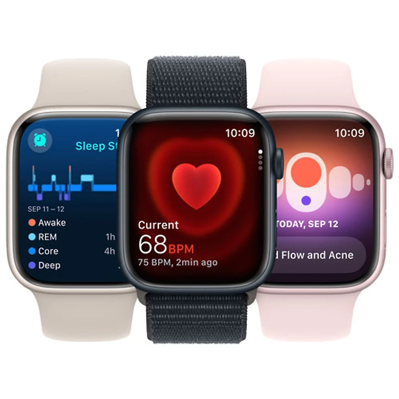 Apple Watch Series 9 (GPS + Cellular) avec boîtier de 45 mm en acier inoxydable argenté et bracelet sport bleu tempête par Rogers - Petit/Moyen - Financement mensuel