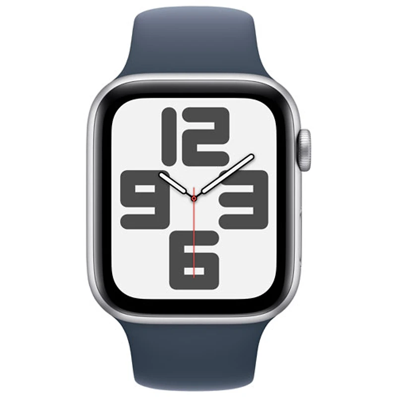 TELUS Apple Watch SE (GPS + Cellular) 44mm Silver Aluminum Case w/Storm Blue Sport Band - M/L - Monthly Financing