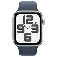 TELUS Apple Watch SE (GPS + Cellular) 44mm Silver Aluminum Case w/Storm Blue Sport Band - M/L - Monthly Financing