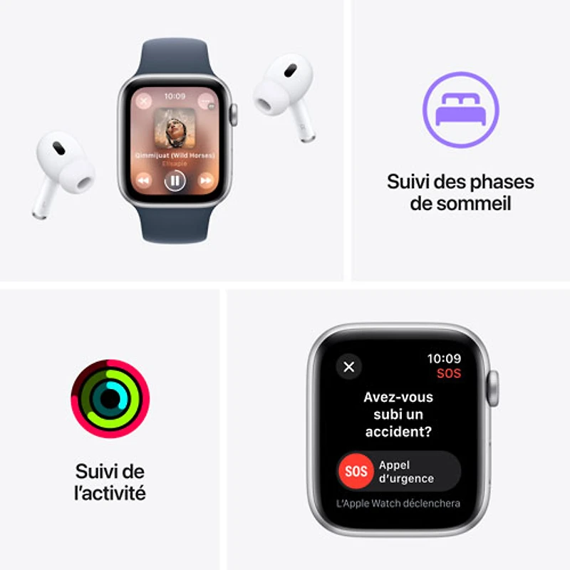 TELUS Apple Watch SE (GPS + Cellular) 44mm Silver Aluminum Case w/Storm Blue Sport Band - M/L - Monthly Financing