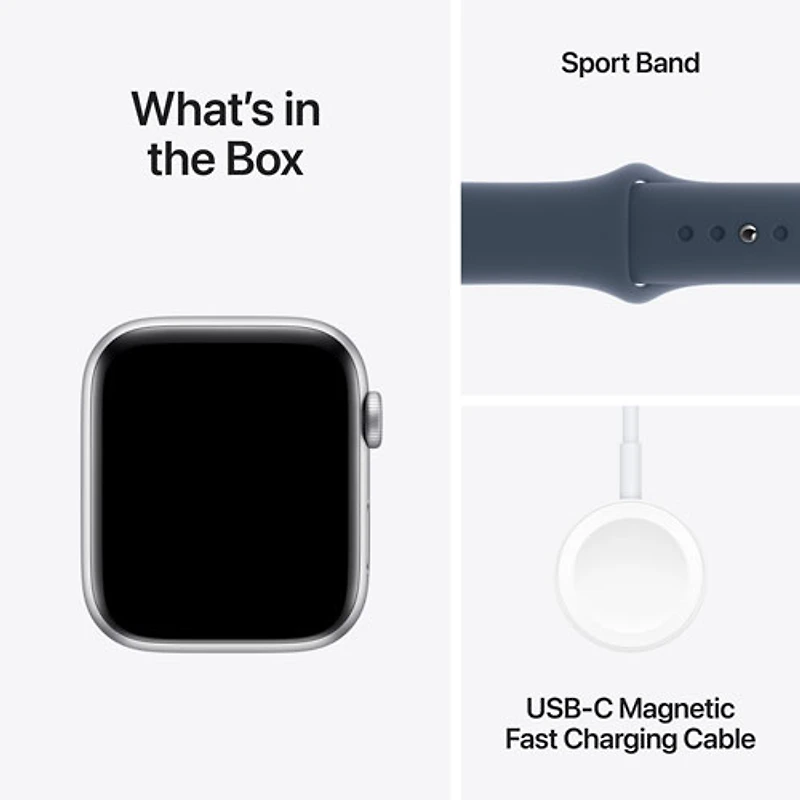 TELUS Apple Watch SE (GPS + Cellular) 44mm Silver Aluminum Case w/Storm Blue Sport Band - M/L - Monthly Financing