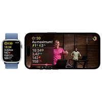 TELUS Apple Watch SE (GPS + Cellular) 44mm Silver Aluminum Case w/Storm Blue Sport Band - M/L - Monthly Financing