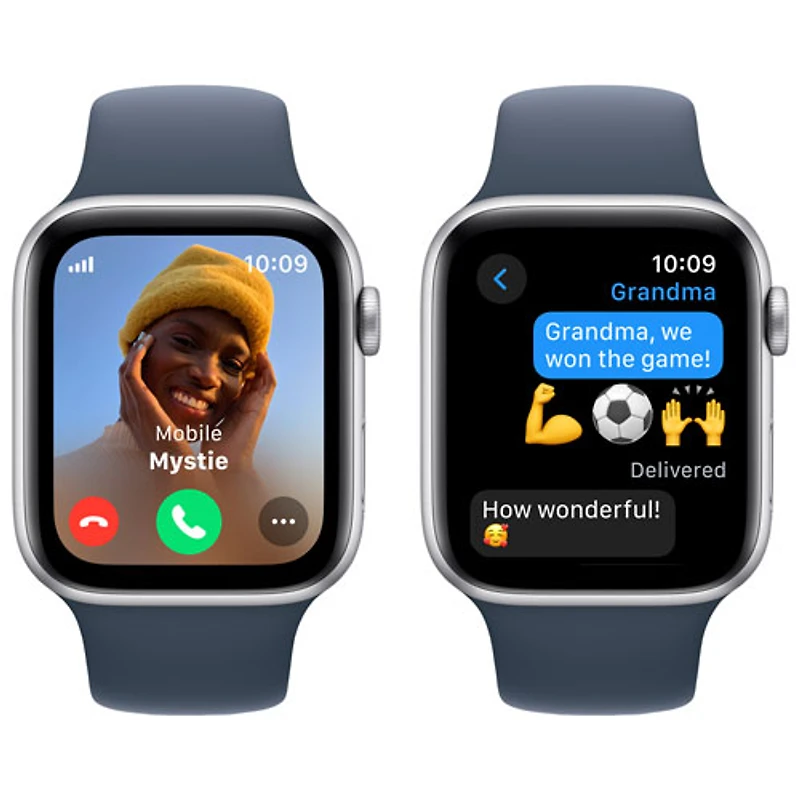 TELUS Apple Watch SE (GPS + Cellular) 44mm Silver Aluminum Case w/Storm Blue Sport Band - M/L - Monthly Financing