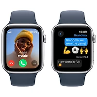TELUS Apple Watch SE (GPS + Cellular) 44mm Silver Aluminum Case w/Storm Blue Sport Band - M/L - Monthly Financing