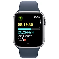 TELUS Apple Watch SE (GPS + Cellular) 44mm Silver Aluminum Case w/Storm Blue Sport Band - M/L - Monthly Financing