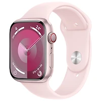 Apple Watch Series 9 (GPS + Cellular) avec boîtier de 45 mm en aluminium rose et bracelet sport rose dragée par TELUS - Petit/Moyen - Financement mensuel