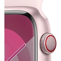 Apple Watch Series 9 (GPS + Cellular) avec boîtier de 45 mm en aluminium rose et bracelet sport rose dragée par TELUS - Petit/Moyen - Financement mensuel