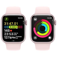 Apple Watch Series 9 (GPS + Cellular) avec boîtier de 45 mm en aluminium rose et bracelet sport rose dragée par TELUS - Petit/Moyen - Financement mensuel