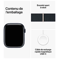 Apple Watch Series 9 (GPS + Cellular) avec boîtier de 45 mm en aluminium minuit et bracelet sport à rabat minuit par Virgin Plus - Financement mensuel