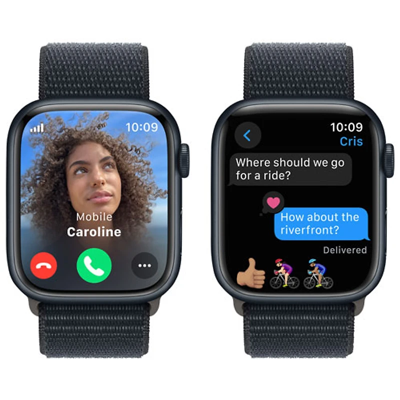 Apple Watch Series 9 (GPS + Cellular) avec boîtier de 45 mm en aluminium minuit et bracelet sport à rabat minuit par Virgin Plus - Financement mensuel