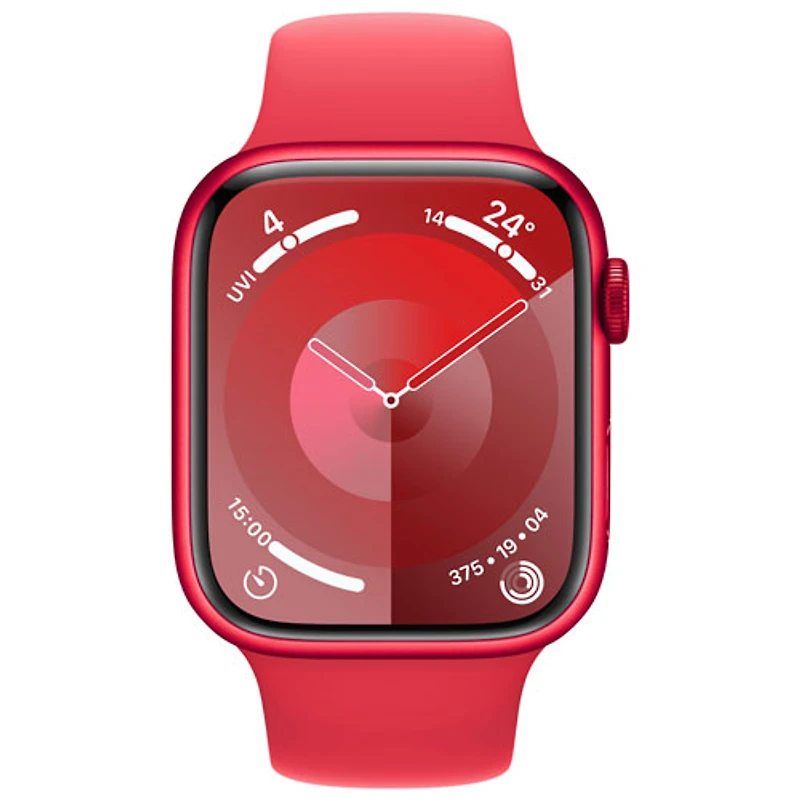 Apple Watch Series 9 (GPS + Cellular) avec boîtier de 45 mm en aluminium (PRODUCT)RED et bracelet sport (PRODUCT)RED par Rogers - Petit/Moyen - Financement mensuel