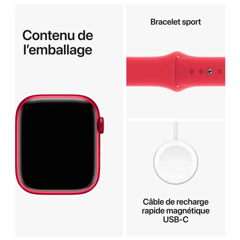 Apple Watch Series 9 (GPS + Cellular) avec boîtier de 45 mm en aluminium (PRODUCT)RED et bracelet sport (PRODUCT)RED par Rogers - Petit/Moyen - Financement mensuel