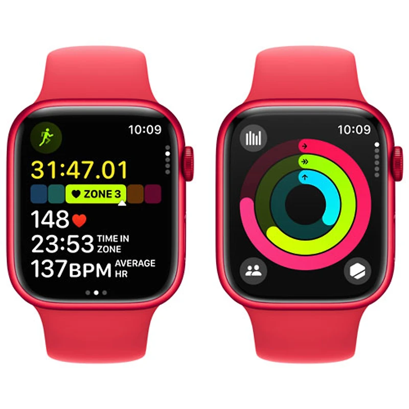 Apple Watch Series 9 (GPS + Cellular) avec boîtier de 45 mm en aluminium (PRODUCT)RED et bracelet sport (PRODUCT)RED par Rogers - Petit/Moyen - Financement mensuel
