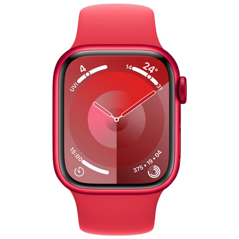 Apple Watch Series 9 (GPS + Cellular) avec boîtier de 41 mm en aluminium (PRODUCT)RED et bracelet sport (PRODUCT)RED par Rogers - Moyen/Grand - Financement mensuel