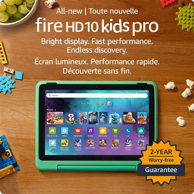 Tablette 10,1 po 32 Go FireOS Fire HD 10 Kids Pro (2023) d'Amazon avec étui à l'épreuve des enfants - Menthe