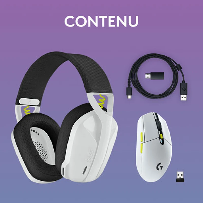 Ensemble avec casque d'écoute sans fil G435 SE de Logitech et souris de jeu G305 SE