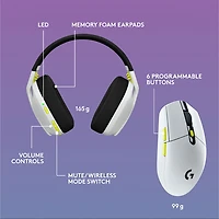 Ensemble avec casque d'écoute sans fil G435 SE de Logitech et souris de jeu G305 SE