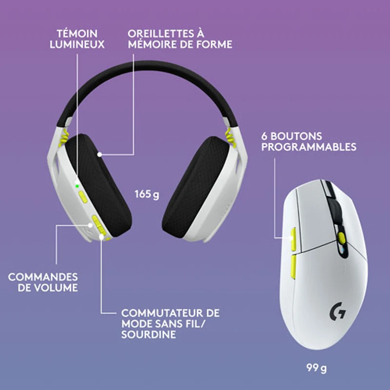 Ensemble avec casque d'écoute sans fil G435 SE de Logitech et souris de jeu G305 SE