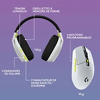 Ensemble avec casque d'écoute sans fil G435 SE de Logitech et souris de jeu G305 SE
