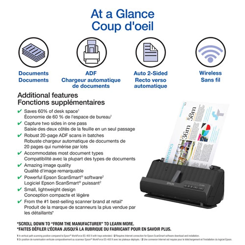 Epson WorkForce ES-C320W Wireless Document Scanner