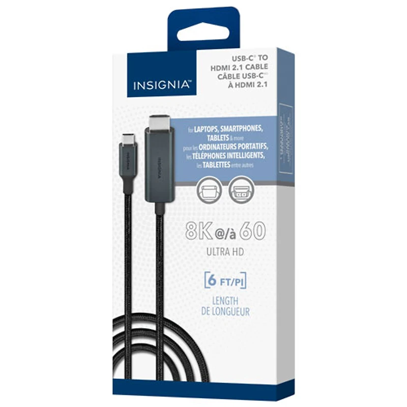 Insignia 1.8m (5.9 ft.) Braided USB-C to 8K Ultra HD HDMI Cable (NS-PC5CH6B24-C)