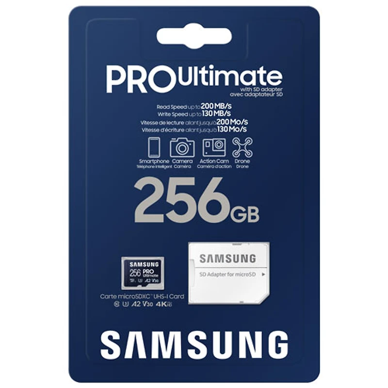 Carte mémoire microSD de 200 Mo/s de 256 Go PRO Ultimate de Samsung