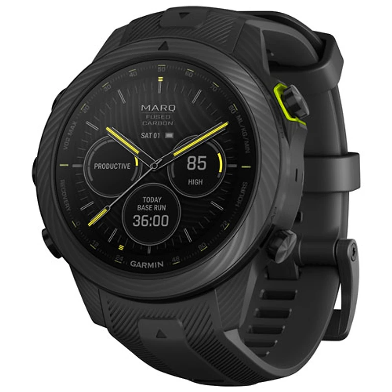 Montre intelligente Bluetooth de 48 mm MARQ Athlete (Gen 2) Carbon Edition de Garmin pour la course - Noir
