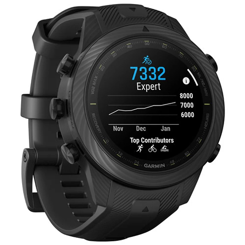 Montre intelligente Bluetooth de 48 mm MARQ Athlete (Gen 2) Carbon Edition de Garmin pour la course - Noir