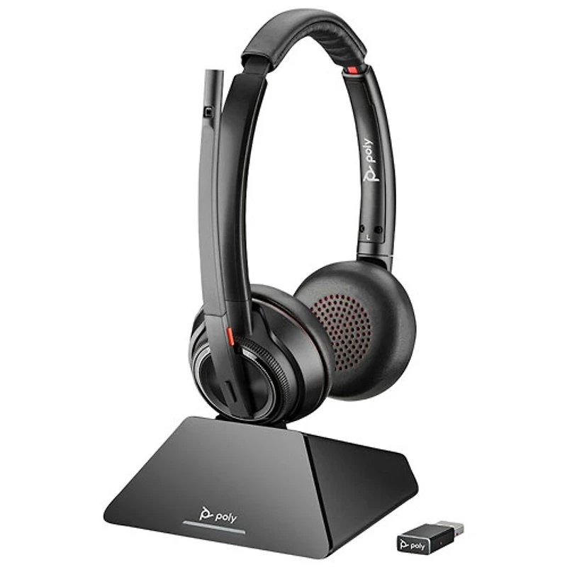 Casque d'écoute 100 % sans fil à suppression du bruit Poly Savi 8220 de HP - Noir