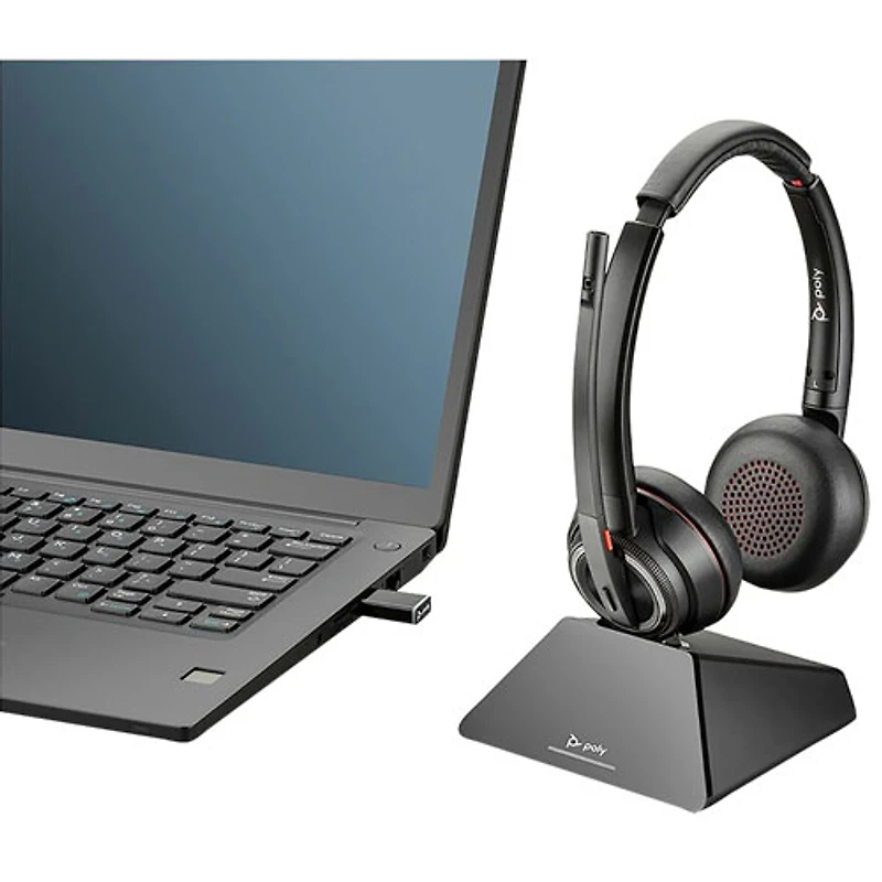 Casque d'écoute 100 % sans fil à suppression du bruit Poly Savi 8220 de HP - Noir