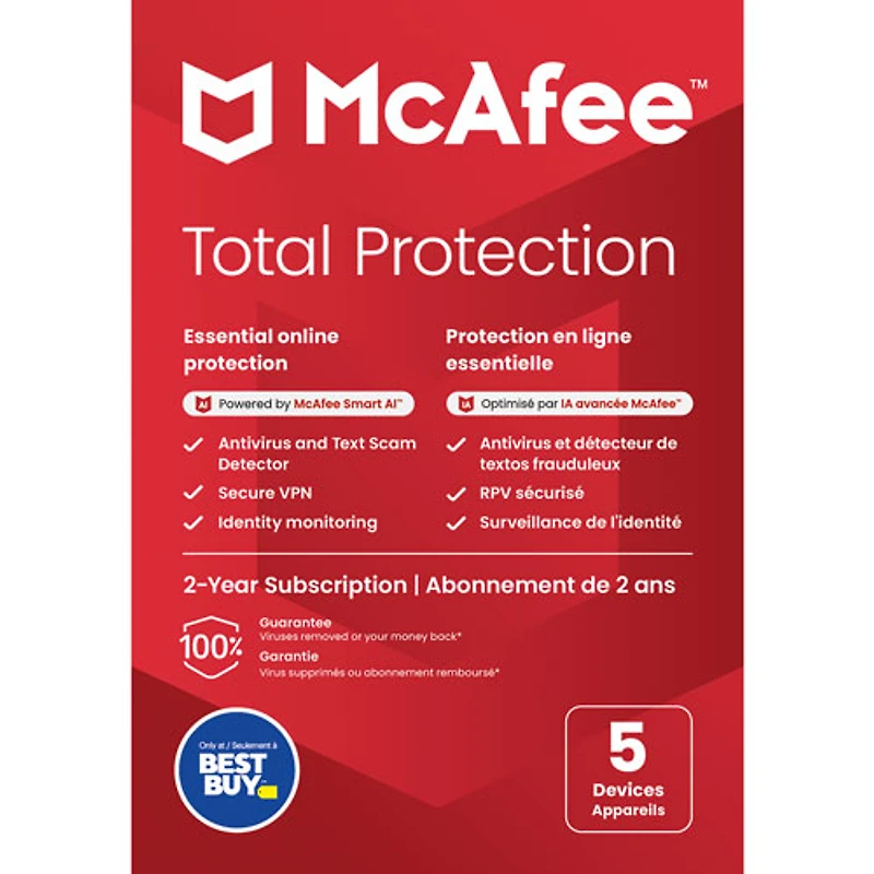McAfee Total Protection (PC/Mac/iOS/Android) - 5 Device - 2 Year - Only at Best Buy