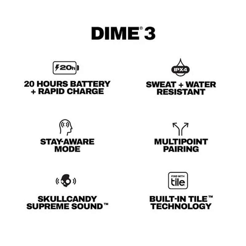 Skullcandy Dime 3 In-Ear Sound Isolating True Wireless Earbuds