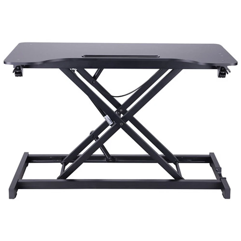 Rocelco 32"W Ergonomic Hi-Lift Adjustable Desk Riser with Keyboard Tray - Black