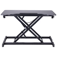 Rocelco 32"W Ergonomic Hi-Lift Adjustable Desk Riser with Keyboard Tray - Black