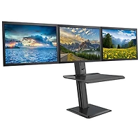 Rocelco 28" Adjustable Desk with Triple Monitor Mount - Black