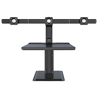 Rocelco 28" Adjustable Desk with Triple Monitor Mount - Black
