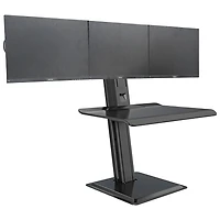 Rocelco 28" Adjustable Desk with Triple Monitor Mount - Black