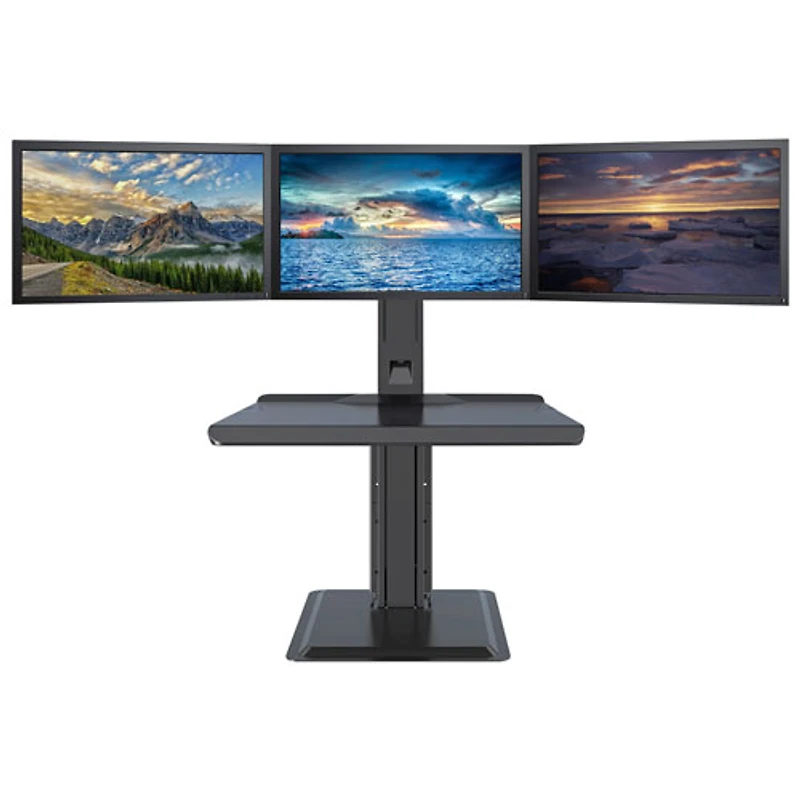 Rocelco 28" Adjustable Desk with Triple Monitor Mount - Black