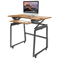 Rocelco 46"W Ergonomic Portable & Adjustable Stand Desk with Keyboard Tray - Brown