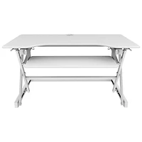 Surélévateur de bureau ergonomique ajustable de 40 po de largeur de Rocelco avec plateau pour clavier - Blanc