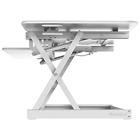 Surélévateur de bureau ergonomique ajustable de 46 po de largeur de Rocelco avec plateau pour clavier - Blanc