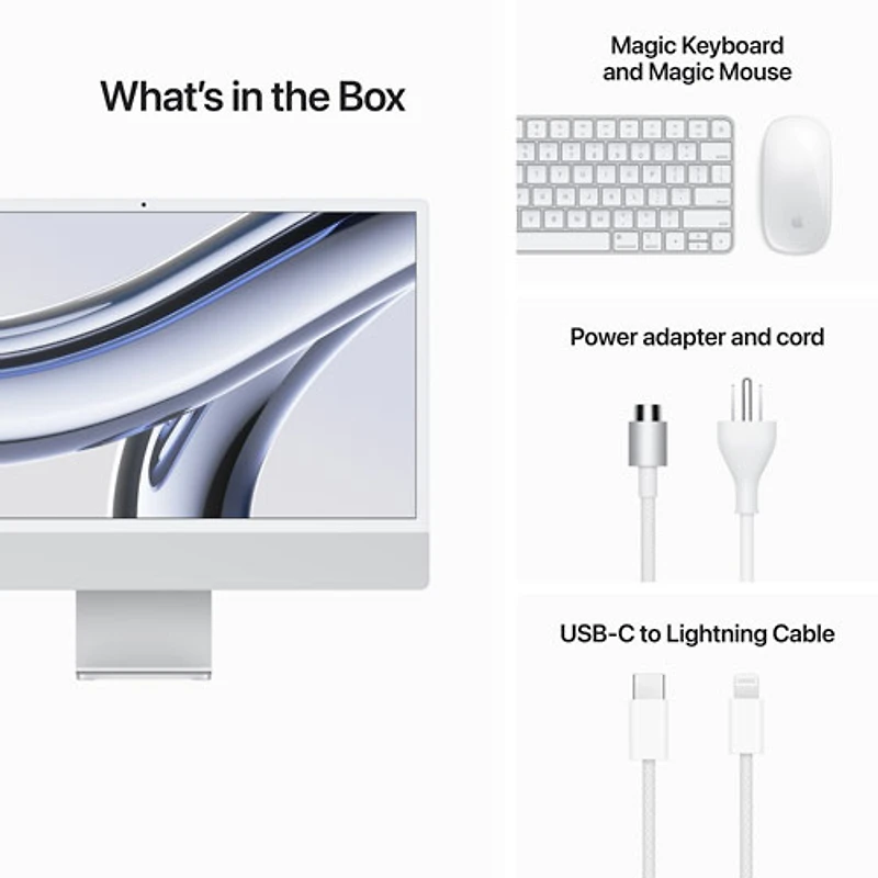 Apple iMac 24" (Fall 2023) - Silver (Apple M3 Chip / -Core GPU / 256GB SSD / 8GB RAM